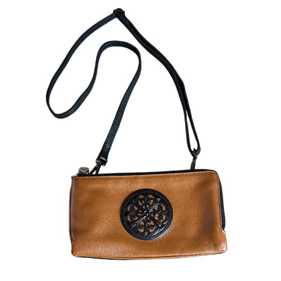 BRIGHTON FERRARA DUET ZIP CROSSBODY POUCH BROWN/BLACK